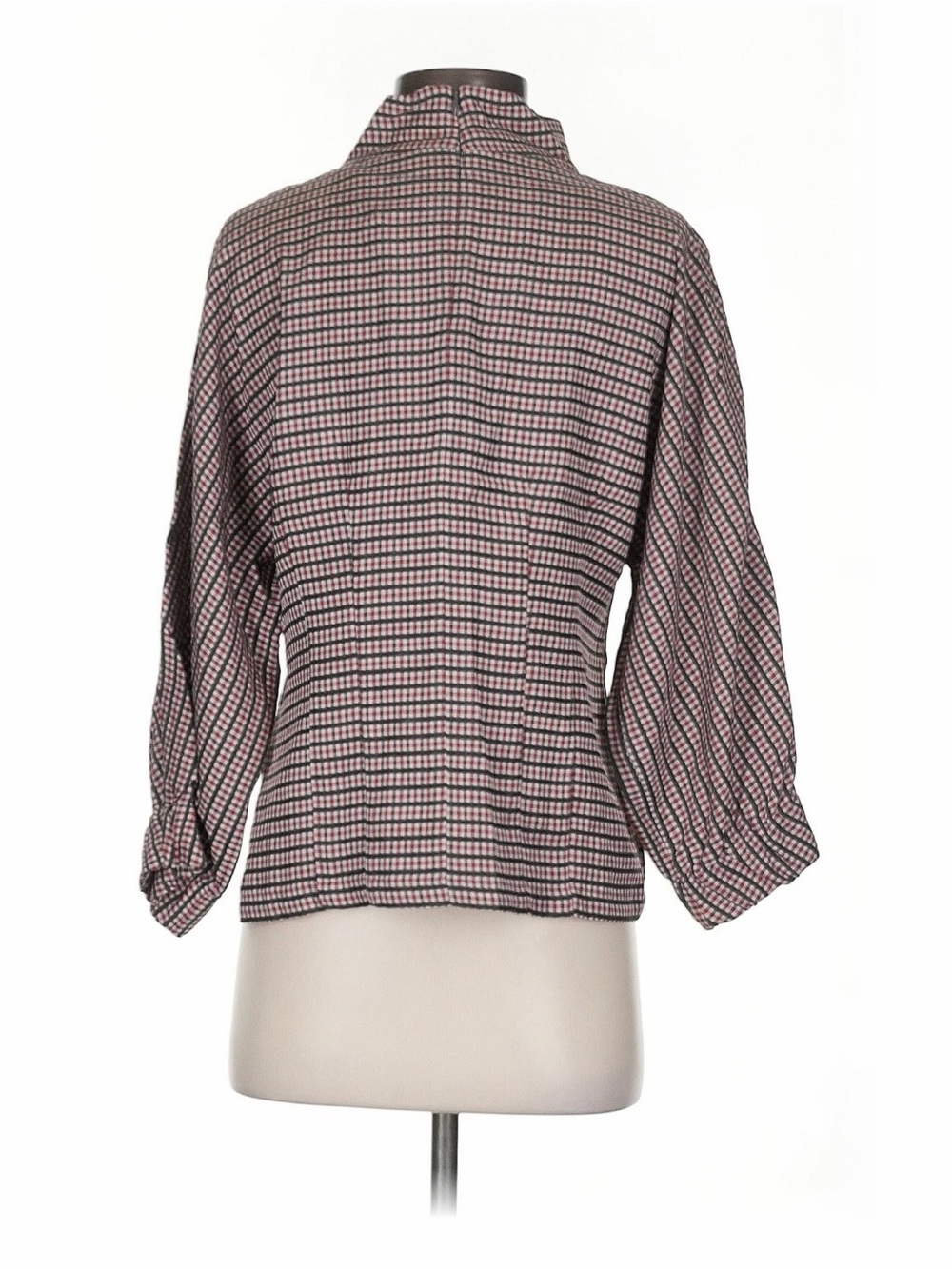 Zara Women's Red and Black plaid 3/4 Sleeve Top